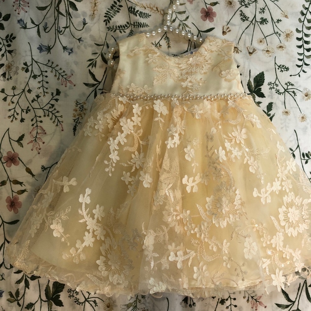 Elegant Cream Lace Kids Dress